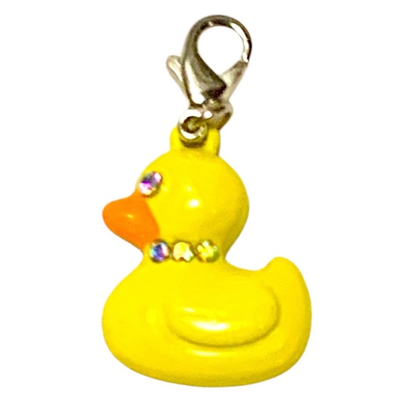 Silver, Yellow, & Crystal Duck w/Lobster clasp Zipper pull, purse, shoe Charm - Picture 6 of 7